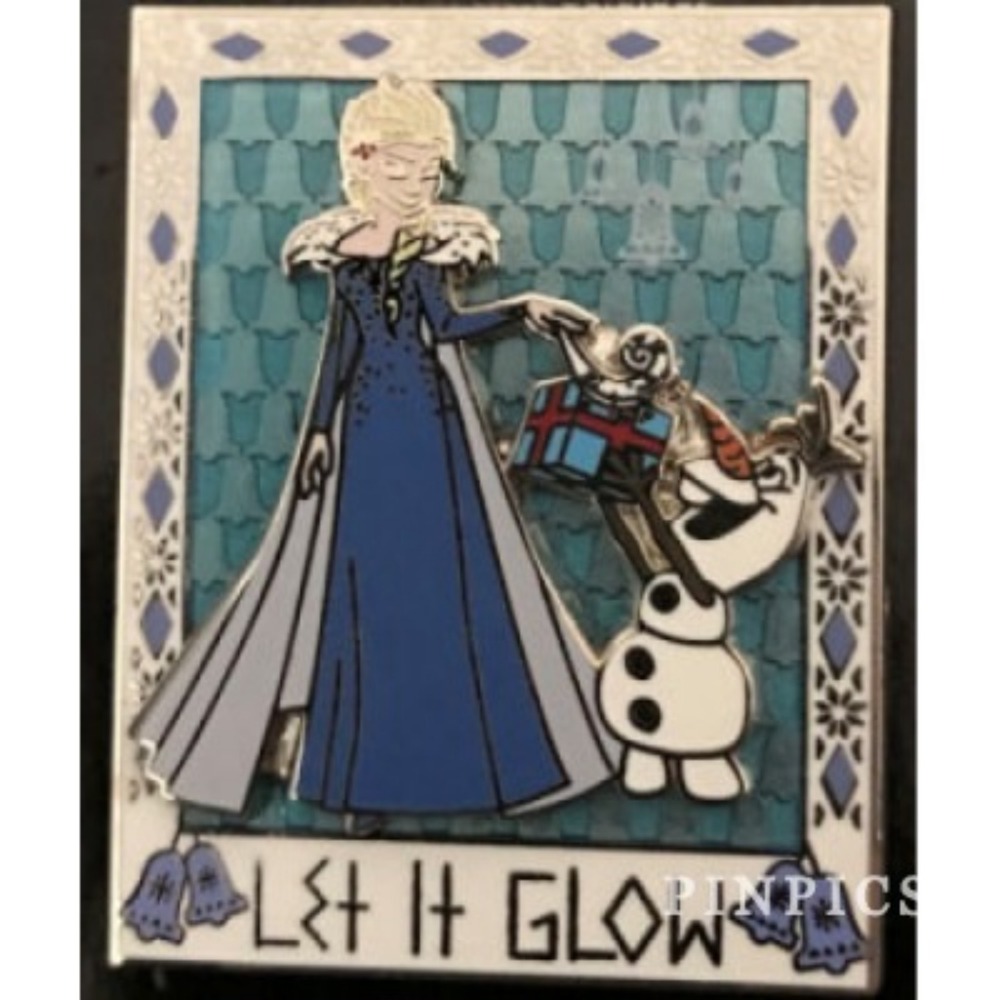 Disney Pin Elsa Olaf Frozen Snowman Snowflakes Diamonds Blue 124972 Let‎ It Glow